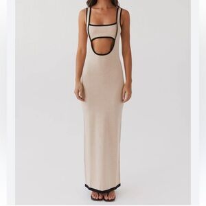 PEPPERMAYO Lost In Paris Knit Maxi Dress in Tapioca sz XS/S